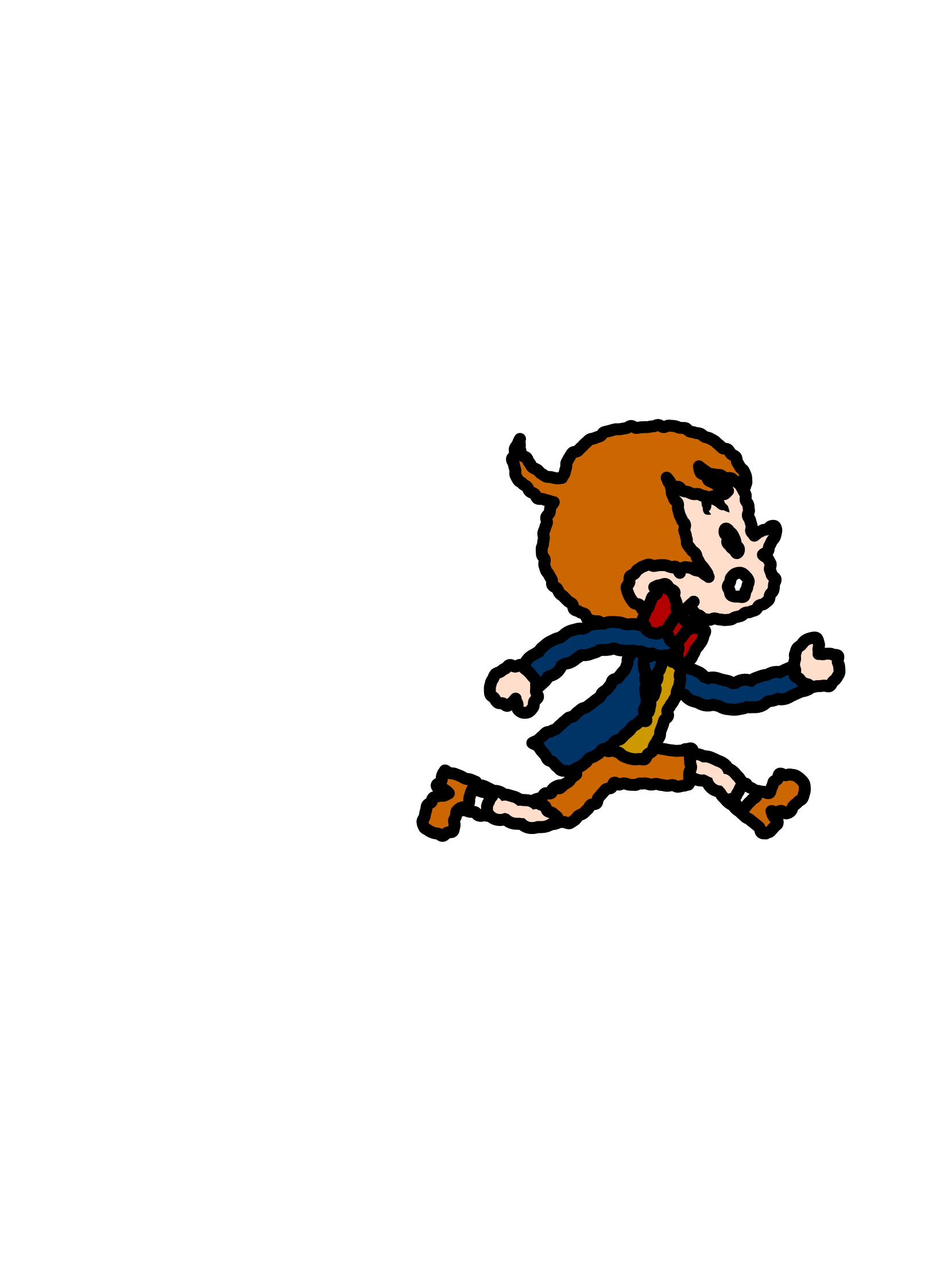 Paul running quickly forwards.