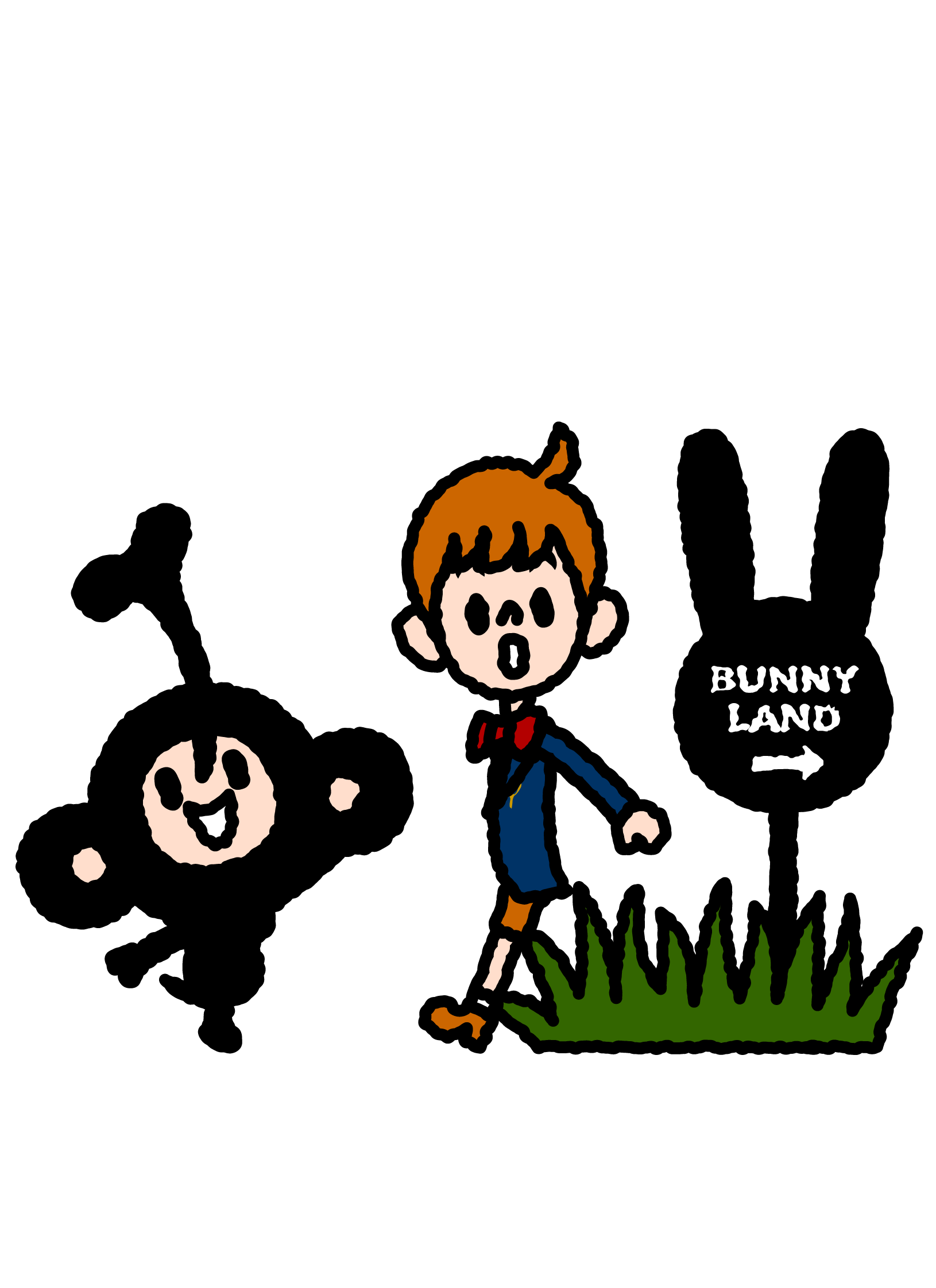 TAROUT and Paul standing together by the Bunny Land sign.