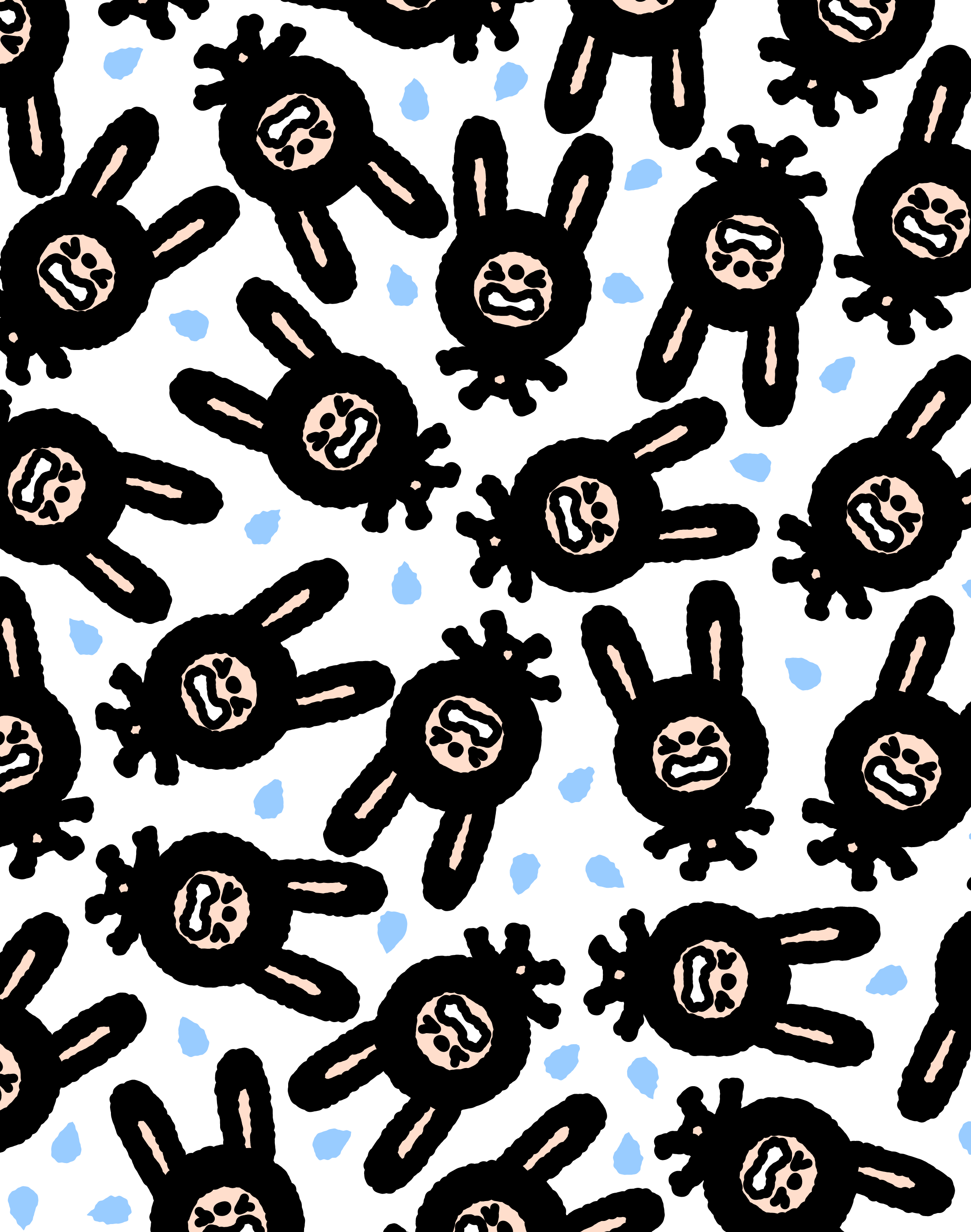 A repeating pattern of many baby Lunnys shedding tears.