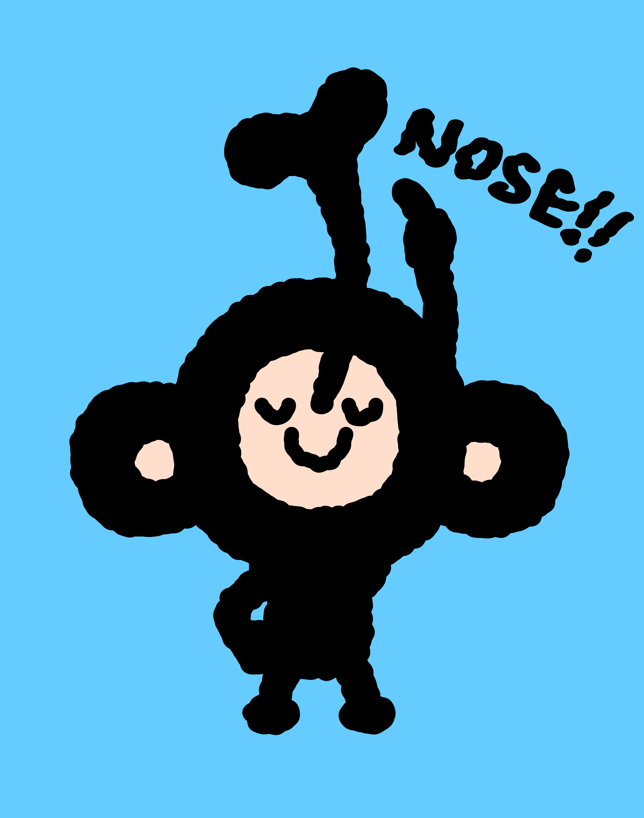 TAROUT standing on blue beneath the large word ‘NOSE!!’.